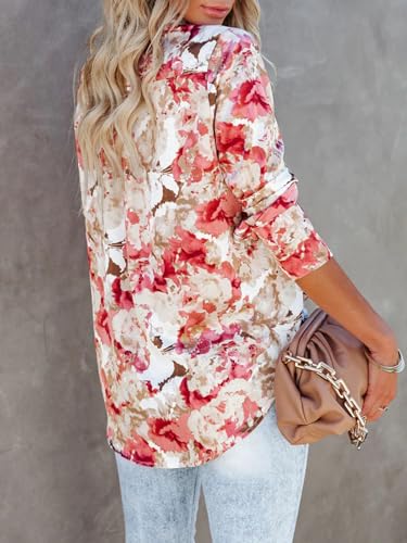 413ywXfR5NL.jpg Blouses for Women Aesthetic Button Down Shirts Long Sleeve Dressy Casual Floral Tops Fall Outfits for Women 2025 Trendy