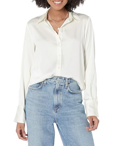Women's Regular-Fit Satin Button Down Blouse (Available in Plus Size)