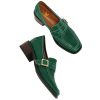Women Classic Penny Loafers Closed Square Toe Patent Low Heel Loafers Slip On Metal Buckle 2" Chunky Heel Comfy Office Ladies
