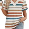 Womens Summer Tops Short Sleeve Basic Casual V Neck T Shirts Trendy Fashion 2025