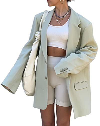 416eENsxnVL.jpg Women Casual Elegant Long Sleeve Oversized Lapel Blazers Open Front Solid Work Office Jacket Blazer