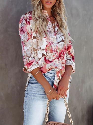 417wOCHafvL.jpg Blouses for Women Aesthetic Button Down Shirts Long Sleeve Dressy Casual Floral Tops Fall Outfits for Women 2025 Trendy