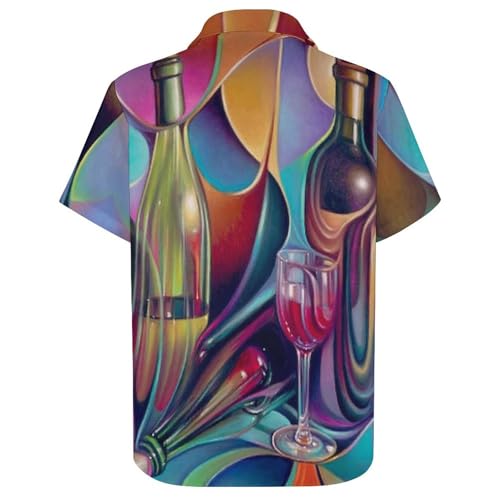 Wine Glasses Women's Button Down Shirts Short Sleeve Casual Summer Blouses Tops