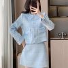 Women Fashion Small Fragrant Tweed Two Piece Set Jacket Coat Mini Skirt Suit French Elegant 2 Piece Outfits