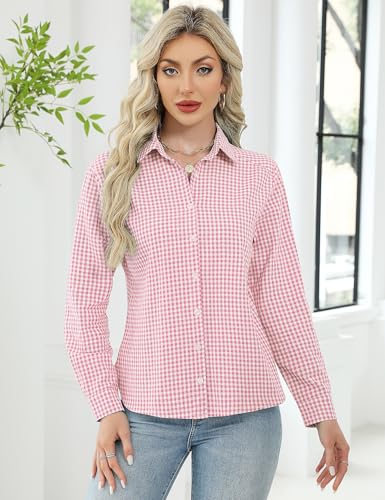 41BtlXS4MHL.jpg Womens Long Sleeve Button Down Shirts Casual Loose Fit Cotton Collared Blouses