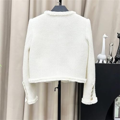 Women White Suit Tweed Jacket + Skirt Spring/Autumn Coat Business Ladies 2 Piece Skirt Sets