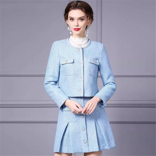 Women Suit Long-Sleeved Single-Breasted Jacket Top Short Skirt 2 Piece Set