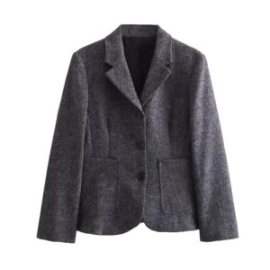 Women's Winter Slim Commuter Lapel Single Breasted Suit Jacket High Waist Skirt Set