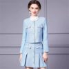 Women Suit Long-Sleeved Single-Breasted Jacket Top Short Skirt 2 Piece Set