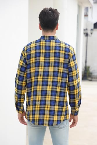 Men's Casual Plaid Flannel Long Sleeve Button Down Shirt