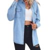 Women's Spring Long Sleeve Denim Jean Shirts Button Down Shirt Business Casual Tops