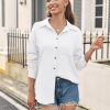 41HIABwgGbL.jpg Womens Button Down Shirts Casual Long Sleeve Blouses V Neck Dress Shirt Textured Collared Work Tops with Pocket