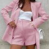 Womens 2 Piece Tweed Blazer Shorts Sets Long Sleeve Double Breasted Suit Jackets Business Outfit