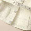 41J1ZxuP4TL.jpg Women Suit Long-Sleeved Single-Breasted Lace-Up Slim Tops Pleated Skirt Two Piece Set