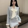 Women Korean Fashion Chic Skirt Sets 2 Piece Outfit French Elegant Jacket Coat Mini Skirt Suits