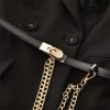 Women Black Skirts Suit Long Sleeve Sashes Blazer Mesh Long Skirts 2 Pieces Set