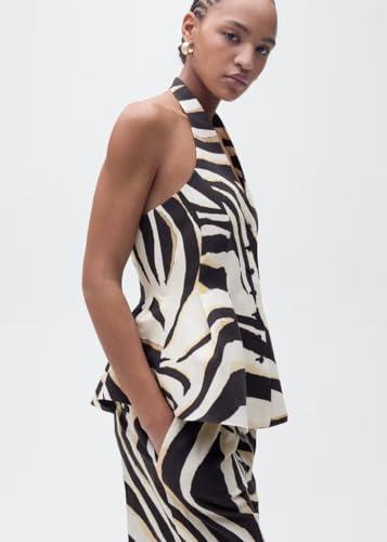Pants Sets 2 Piece Outfits for Women Zebra Print Halter Vest Top and Wide Leg Pants Dailywear Summer Vacation Sets