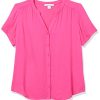Women's Relaxed-Fit Short-Sleeve Woven Blouse