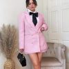Womens 2 Piece Tweed Blazer Shorts Sets Long Sleeve Double Breasted Suit Jackets Business Outfit