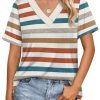 Womens Summer Tops Short Sleeve Basic Casual V Neck T Shirts Trendy Fashion 2025