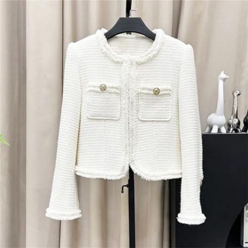 Women White Suit Tweed Jacket + Skirt Spring/Autumn Coat Business Ladies 2 Piece Skirt Sets