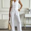 Women's Linen 2 Piece Sets Summer Outfits Vest Waistcoat Casual Dressy Work Vacation Travel Pants Sets