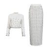 41Vvhbqc5TL.jpg Women's Skirt Suit Spring Autumn Cropped Stand Collar Long Sleeve Top Slim Fit Skirt 2 Piece Set