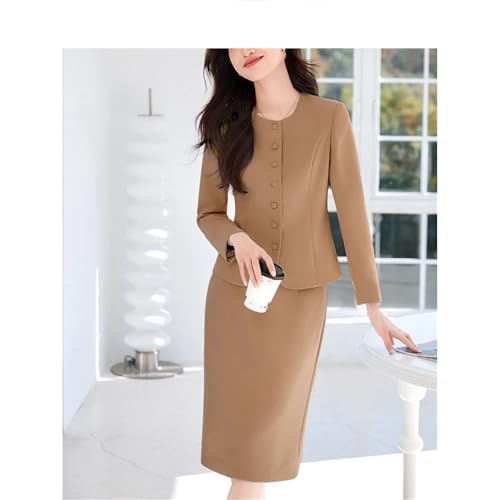 41YF5DZUN9L.jpg Women Long Sleeve Formal Blazers Skirt Business Set Professional Office Work Wear Two Piece Career Suit