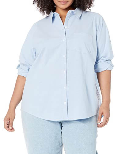Women's Long Sleeve Button Down Stretch Oxford Shirt (Available in Plus Size)