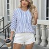 Womens 3/4 Sleeves Button Down Shirts Pleated Chiffon Blouses Business Casual Tops Work Office Tshirt