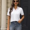 41aqBhvoeL.jpg Womens Button Down Shirts Stretch Wrinkle Free Formal Short Sleeve Dress Shirt Summer Work Blouses Business Casual Tops