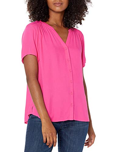 Women's Relaxed-Fit Short-Sleeve Woven Blouse