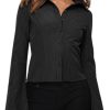 41brocFEY2L.jpg Women??s Button Down Shirts Striped Long Sleeve Collared Casual Work Blouses Tops 2025 Trendy Outfits