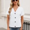 41c-YZhPVkL.jpg Womens Summer Tops Short Sleeve Button Down Shirts Casual V Neck T Shirts Trendy Tunic Tops