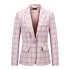 41etMG7gG4L.jpg Womens 2 Piece Plaid Suits Set Business Office One Button Blazer Jacket Casual Long Sleeve Pant Suit Set