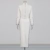 41hQTK0-dL.jpg Women's Skirt Suit Spring Autumn Cropped Stand Collar Long Sleeve Top Slim Fit Skirt 2 Piece Set