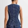 41iXCEt7JWL.jpg Womens Denim 2 Piece Set Sleeveless Button Down Vest Tops Short Pants Suit Sets