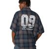 41jCshJKMGL.jpg Mens Button Down Shirts Number Print Plaid Necktie Short Sleeve Shirt Casual Summer Shirts