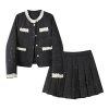 Set Female Winter Short Jacket Pleated Skirt Two-Piece Set