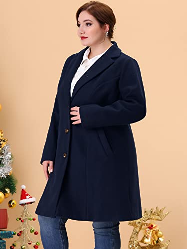Women's Plus Size Coat Single Breasted Notched Lapel Elegant Long Winter Coats 2025