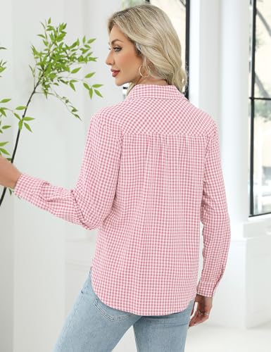 41m3zF9A7pL.jpg Womens Long Sleeve Button Down Shirts Casual Loose Fit Cotton Collared Blouses