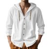 Men Cotton Linen Long Sleeve Button Down Shirt Summer Casual Hawaiian Beach Tops Lightweight Fashion Hoodies