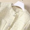 41oD1KWspwL.jpg Women Suit Long-Sleeved Single-Breasted Lace-Up Slim Tops Pleated Skirt Two Piece Set