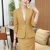 Women's Slim Two Piece Long Sleeve Notch Collar Single Button Suit Jacket and Skirt Set