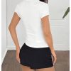 Women's Short Sleeve Button Down Ruched T Shirt Fitted Crop Top