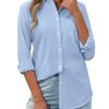 41pyJKNmXdL.jpg Womens Button Down Shirt Linen Button Up Shirts for Women Long Sleeve Summer Shirt Collared Blouse Linen Tops