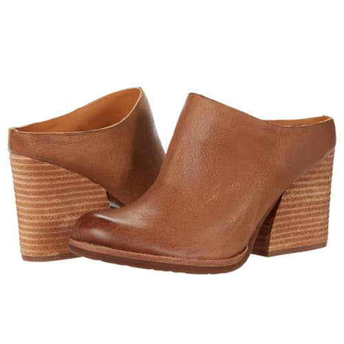 Women High Chunky Stacked Heel Mules Round Closed Toe Heeled Sandals Slip On 3 Inch Block Heels Suede Backless Booties Burnished