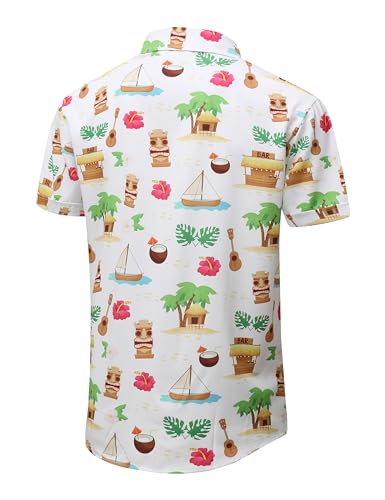 Mens Hawaiian Shirt, Short Sleeves Button Down Beach Clothing, Unisex Summer Flamingos Casual Aloha Floral Shirts