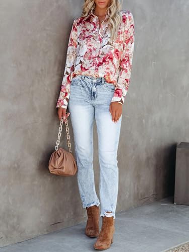 41sSUwc8oL.jpg Blouses for Women Aesthetic Button Down Shirts Long Sleeve Dressy Casual Floral Tops Fall Outfits for Women 2025 Trendy
