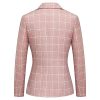 Women's 2 Piece Business Plaid Suit Set Office One Button Slim Fit Blazer with Pant